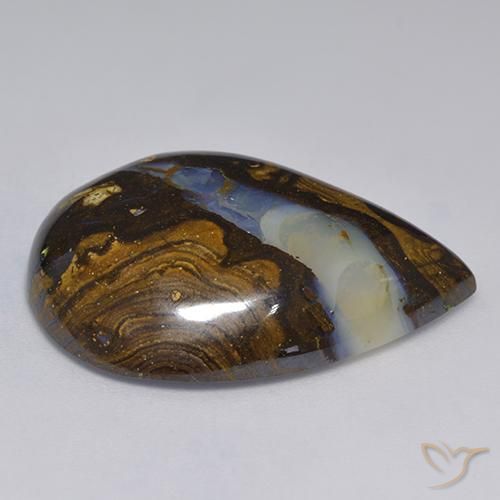 Opale Boulder Multicolore naturelle En forme de poire, 30.50 ct, Translucide