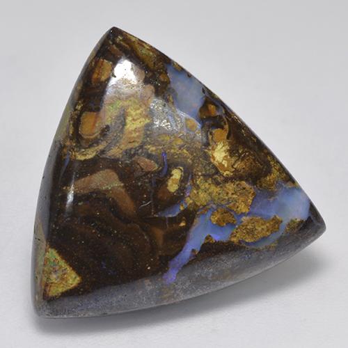 Opale boulder multicolore naturelle trillion, 17,74 ct, opaque