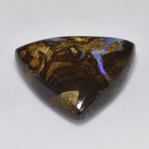 Opale boulder multicolore naturelle trillion, 17,74 ct, opaque