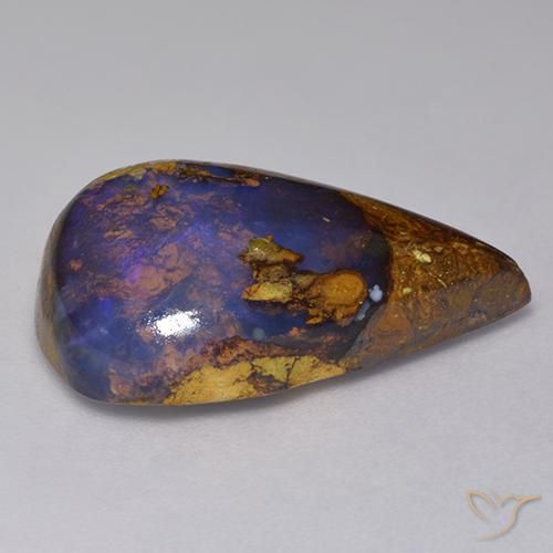 Opale Boulder Multicolore naturelle En forme de poire, 13.23 ct, Opaque