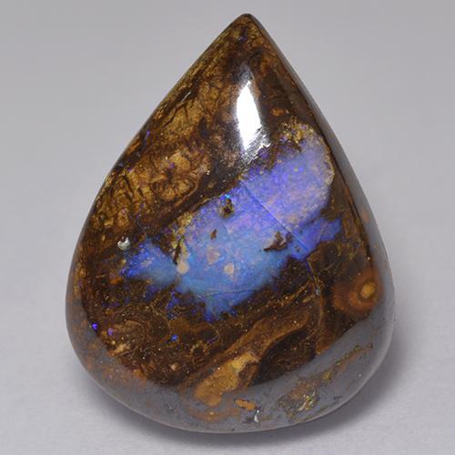 Opale Boulder Multicolore naturelle En forme de poire, 12.82 ct, Opaque