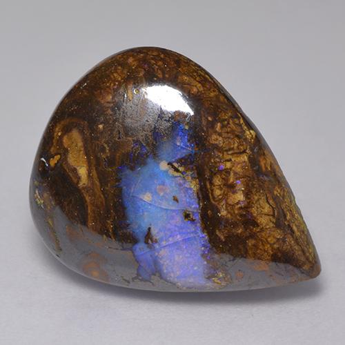 Opale Boulder Multicolore naturelle En forme de poire, 12.82 ct, Opaque