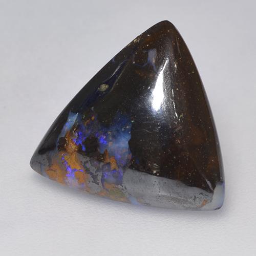 Opale boulder multicolore naturelle trillion, 5,14 ct, opaque