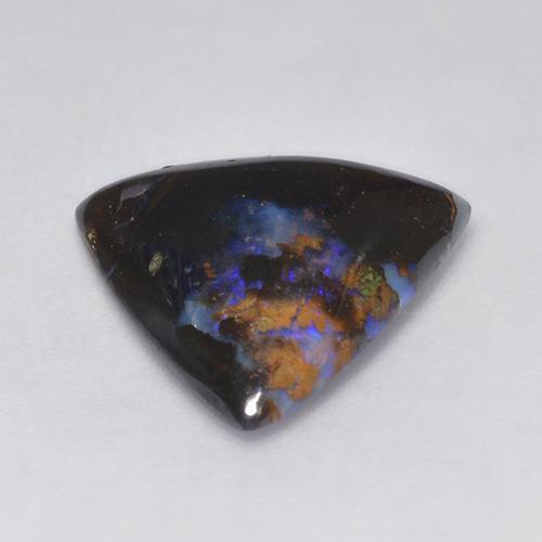 Opale boulder multicolore naturelle trillion, 5,14 ct, opaque