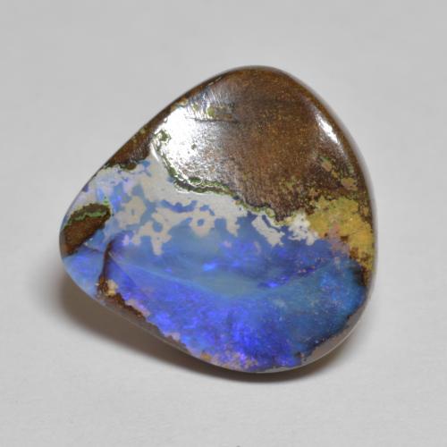 Opale boulder multicolore naturelle en forme de poire, 7,43 ct, opaque