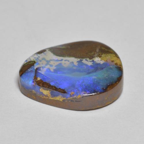 Opale boulder multicolore naturelle en forme de poire, 7,43 ct, opaque