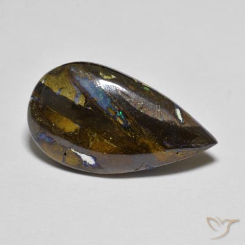 8.30ct Naturel Multicolore Opale Boulder, En forme de poire, Opaque