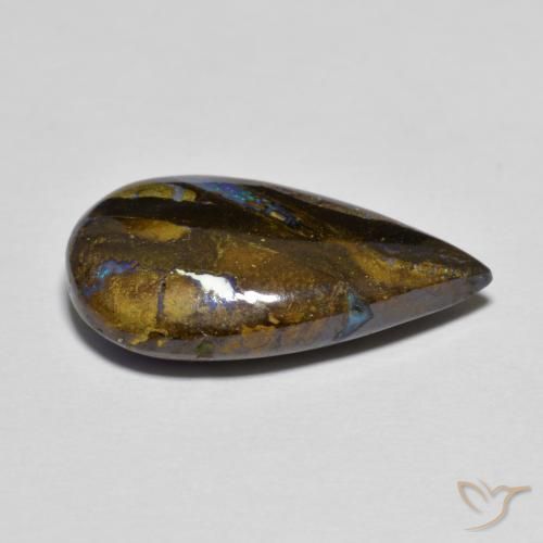 Opale Boulder Multicolore naturelle En forme de poire, 8.30 ct, Opaque