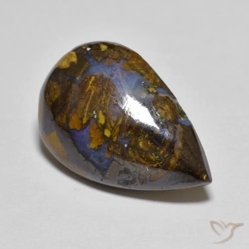Opale Boulder Multicolore naturelle En forme de poire, 10.43 ct, Opaque