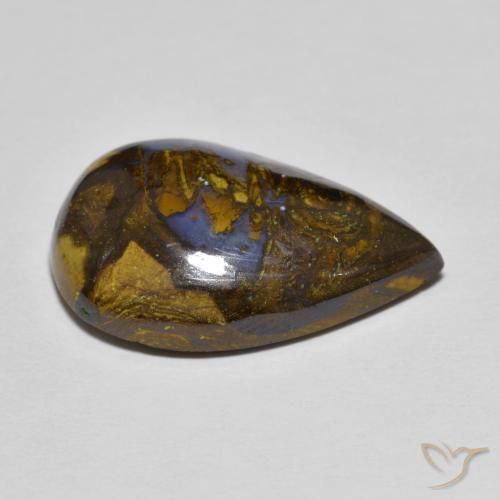 Opale Boulder Multicolore naturelle En forme de poire, 10.43 ct, Opaque