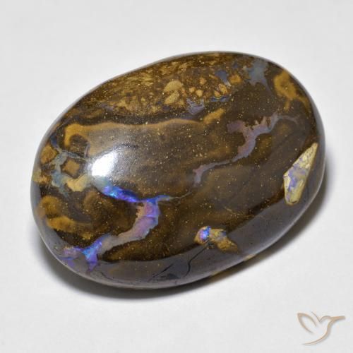 Opale boulder multicolore naturelle coupe ovale, 23,40 ct, opaque