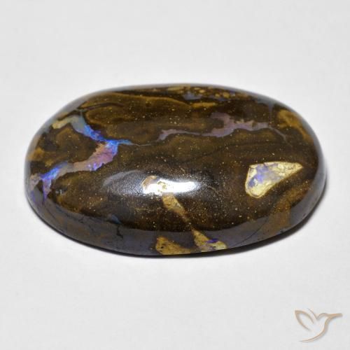 Opale boulder multicolore naturelle coupe ovale, 23,40 ct, opaque