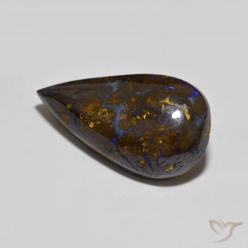 Opale Boulder Multicolore naturelle En forme de poire, 18.19 ct, Opaque