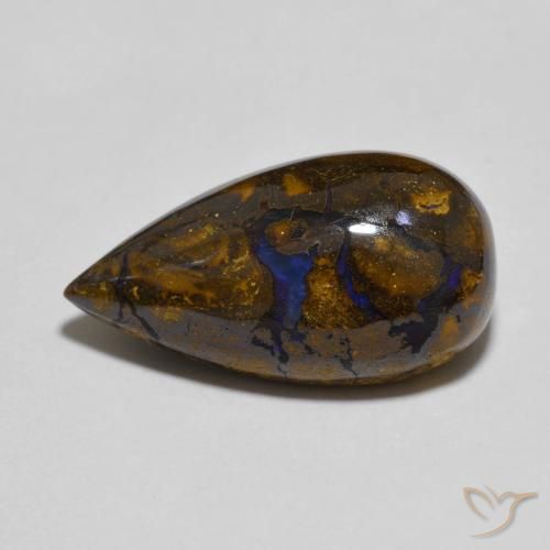 8.32ct Naturel Multicolore Opale Boulder, En forme de poire, Opaque