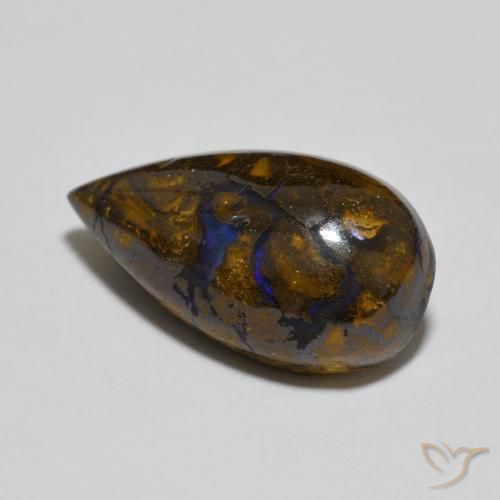 Opale Boulder Multicolore naturelle En forme de poire, 8.32 ct, Opaque