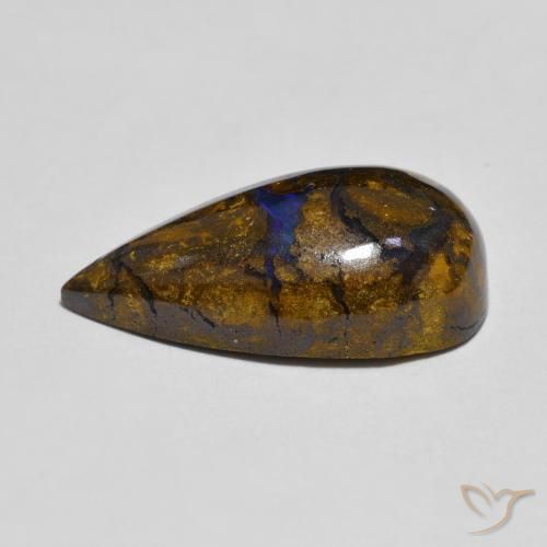 Opale Boulder Multicolore naturelle En forme de poire, 8.32 ct, Opaque