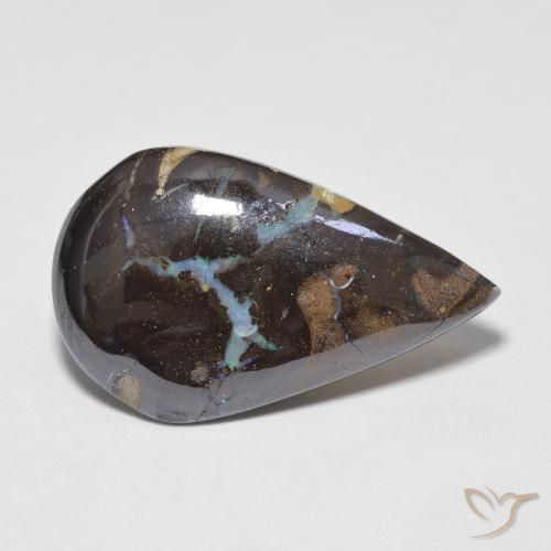 Opale Boulder Multicolore naturelle En forme de poire, 6.10 ct, Opaque