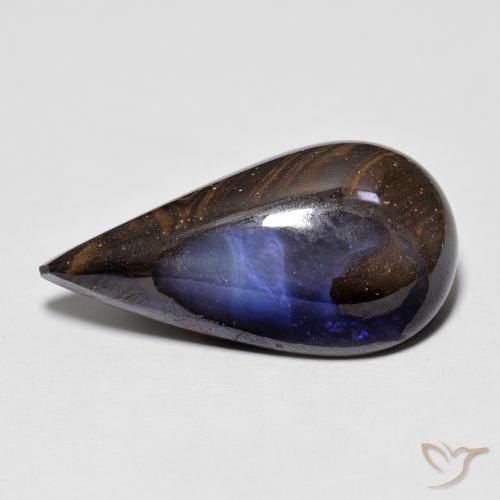 Opale Boulder Multicolore naturelle En forme de poire, 8.11 ct, Opaque