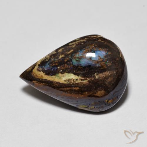 7.48ct Naturel Multicolore Opale Boulder, En forme de poire, Opaque