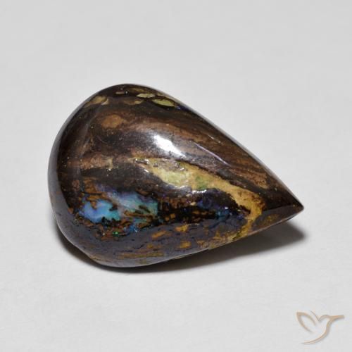 Opale Boulder Multicolore naturelle En forme de poire, 7.48 ct, Opaque