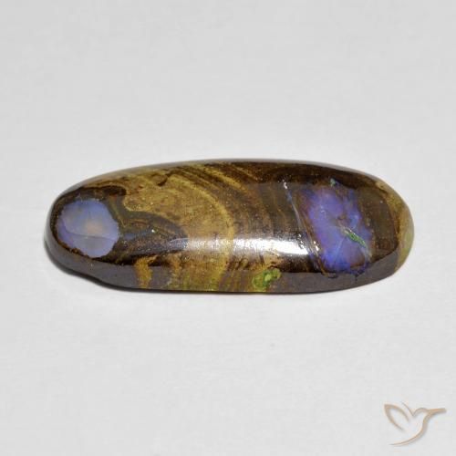Opale Boulder Multicolore naturelle Coupe ovale, 7.37 ct, Translucide