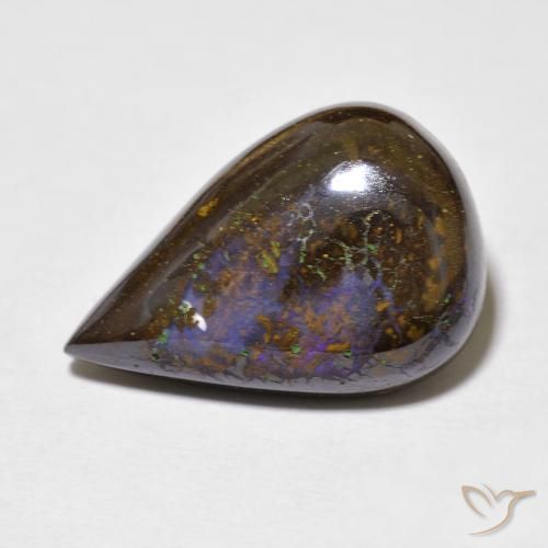 9.46ct Naturel Multicolore Opale Boulder, En forme de poire, Opaque