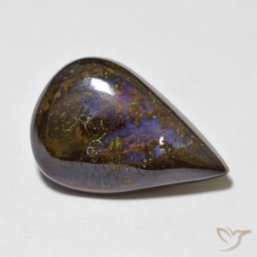 Opale Boulder Multicolore naturelle En forme de poire, 9.46 ct, Opaque