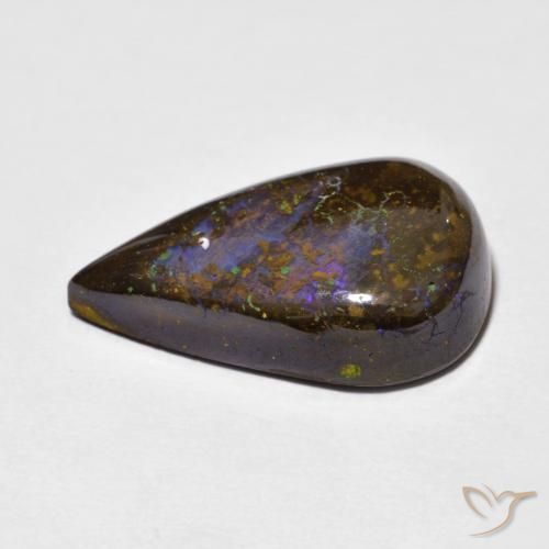 Opale Boulder Multicolore naturelle En forme de poire, 9.46 ct, Opaque