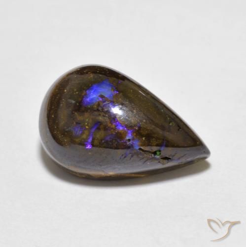 7.30ct Naturel Multicolore Opale Boulder, En forme de poire, Opaque