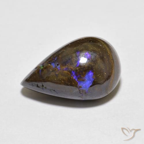 Opale Boulder Multicolore naturelle En forme de poire, 7.30 ct, Opaque