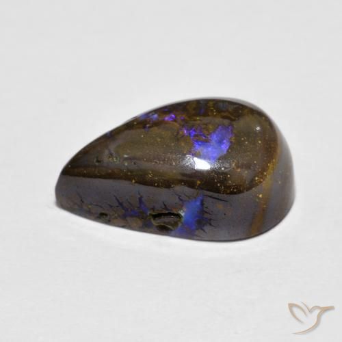 Opale Boulder Multicolore naturelle En forme de poire, 7.30 ct, Opaque