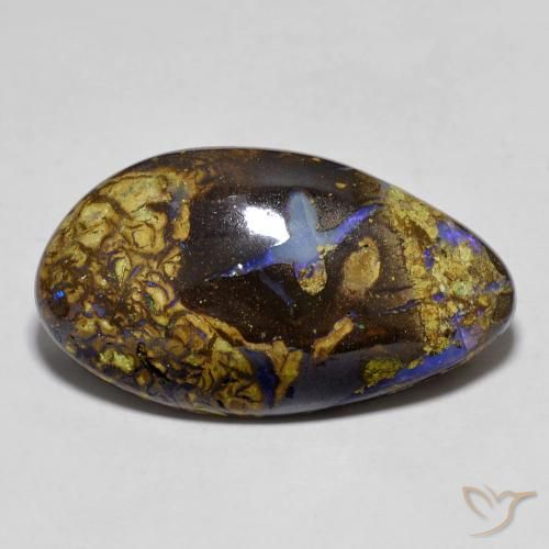 Opale Boulder Multicolore naturelle En forme de poire, 11.03 ct, Opaque