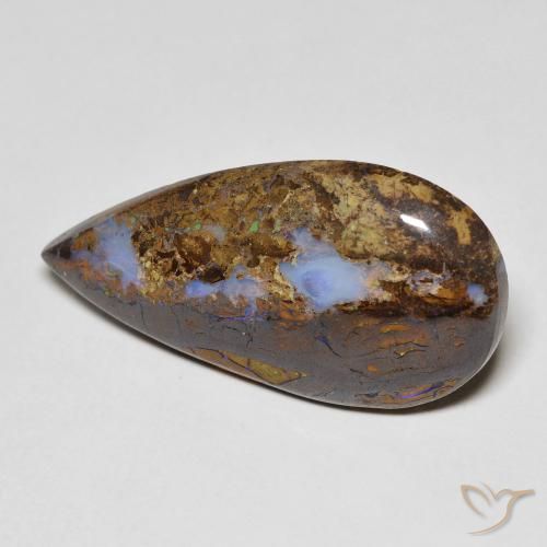 Opale Boulder Multicolore naturelle En forme de poire, 11.36 ct, Opaque