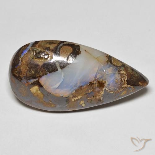 13.28ct Naturel Multicolore Opale Boulder, En forme de poire, Opaque