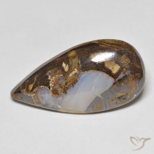 Opale Boulder Multicolore naturelle En forme de poire, 13.28 ct, Opaque