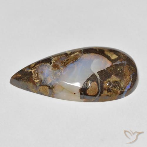 Opale Boulder Multicolore naturelle En forme de poire, 13.28 ct, Opaque