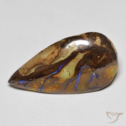 Opale Boulder Multicolore naturelle En forme de poire, 11.51 ct, Opaque