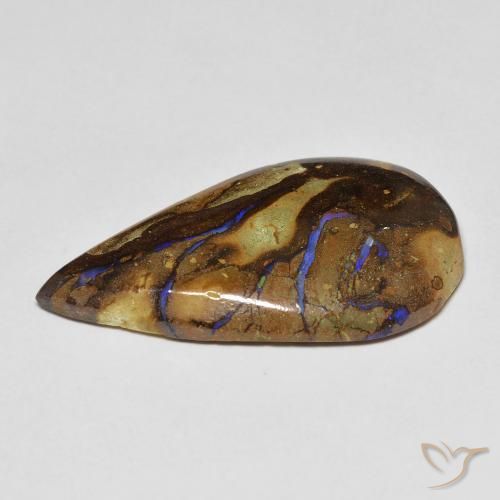 Opale Boulder Multicolore naturelle En forme de poire, 11.51 ct, Opaque