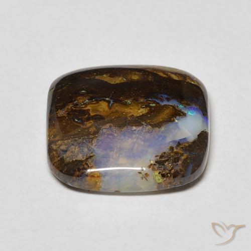 Opale Boulder Multicolore naturelle Coussin, 7.13 ct, Transparent