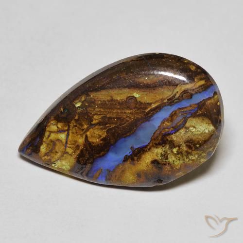 Opale boulder multicolore naturelle en forme de poire, 8,11 ct, opaque