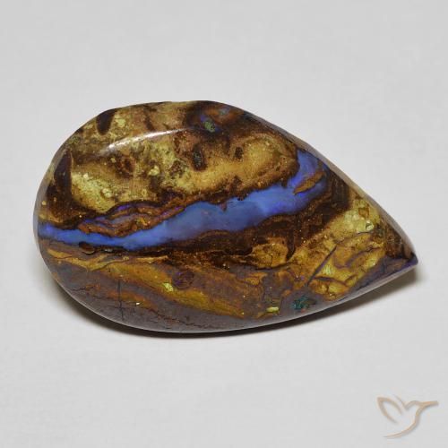Opale boulder multicolore naturelle en forme de poire, 8,11 ct, opaque