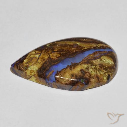Opale boulder multicolore naturelle en forme de poire, 8,11 ct, opaque