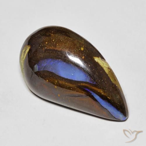 Opale Boulder Multicolore naturelle En forme de poire, 13.03 ct, Opaque