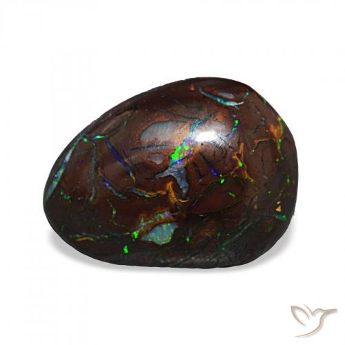 Opale Boulder Multicolore naturelle En forme de poire, 4.49 ct, Opaque