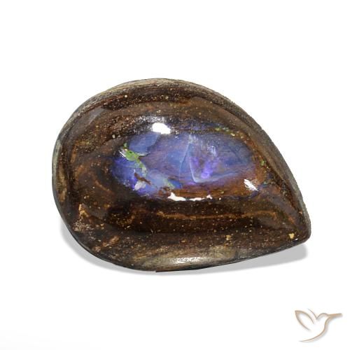 Opale Boulder Multicolore naturelle En forme de poire, 2.95 ct, Opaque