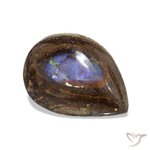 Opale Boulder Multicolore naturelle En forme de poire, 2.95 ct, Opaque