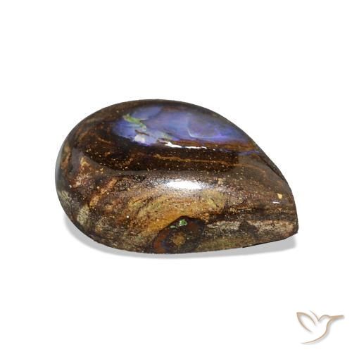 Opale Boulder Multicolore naturelle En forme de poire, 2.95 ct, Opaque