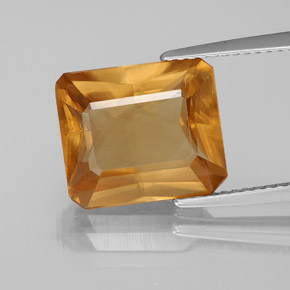 Calcite orange naturelle taille émeraude, 6,16 ct, VS
