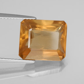 Calcite orange naturelle taille émeraude, 6,16 ct, VS