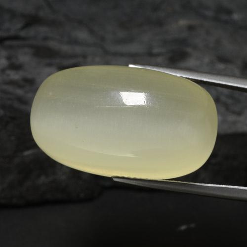 calcite Jaune verdâtre naturelle Coupe ovale, 61.33 ct, Translucide